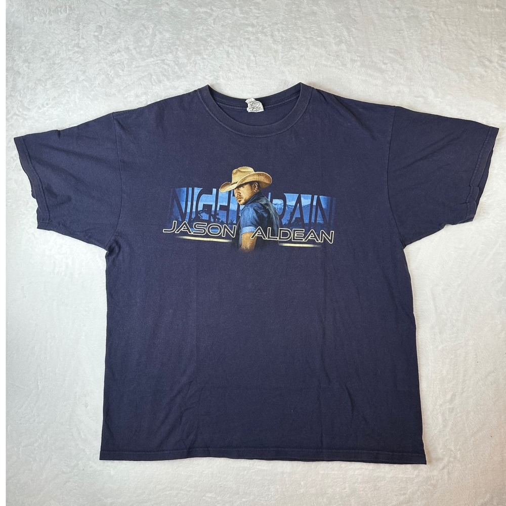 Jason Aldean Night Train 2013 Tour T-Shirt Navy Blue Mens XL Anvil Graphic Tee